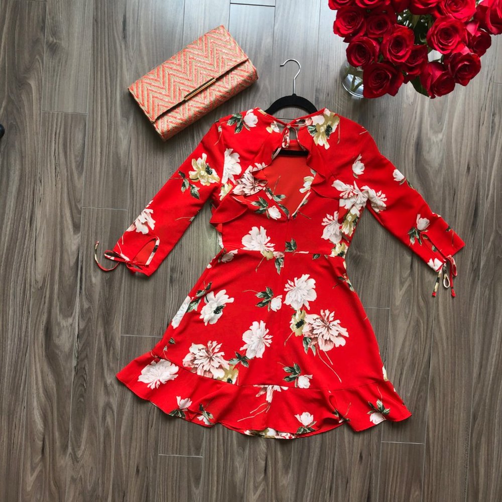 TOPSHOP Ruffle Floral Tea Dress - Picture 4 of 8